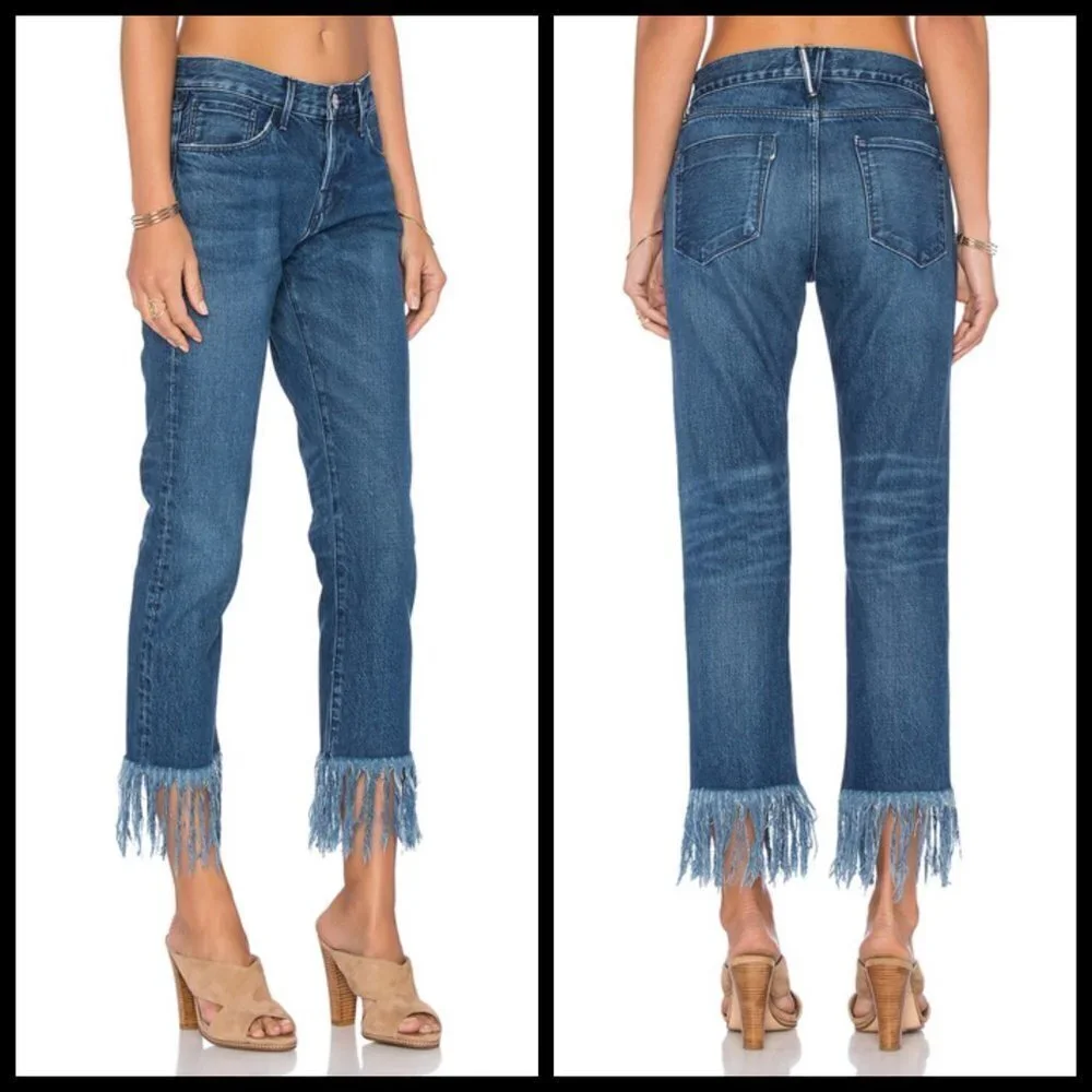 💕3x1💕 Straight Crop Fringe Jean Button Fly High Waisted Cropped ~ Lima 27 NWT